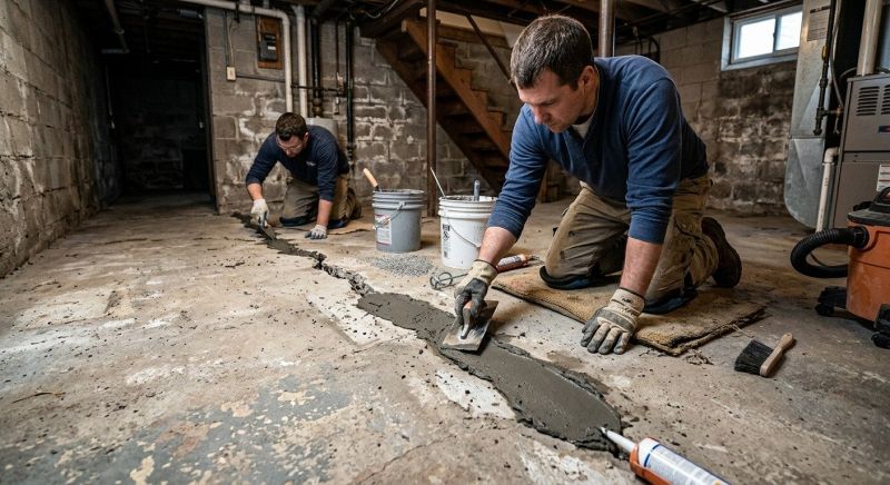 Cracked Basement Floor Repair in Clemson, SC