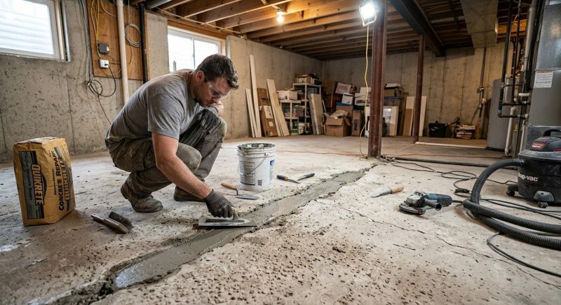 Cracked Basement Floor Repair in Clemson, SC